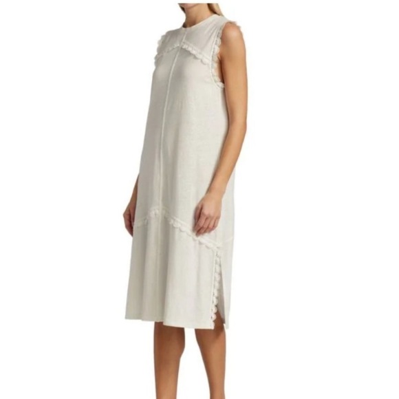 NWOT Derek Lam 10 Crosby Crochet-Trimmed Linen/ Cotton Blend Jersey Dress size S - Picture 5 of 15
